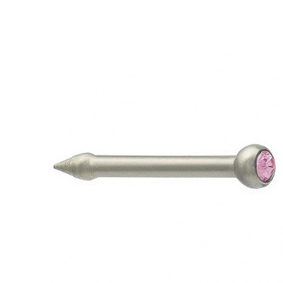 Серьга Титан для прокола носа золотистого оттенка розовый ХРУСТАЛЬ вставка System-75